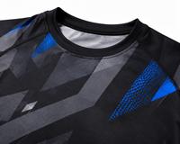 Vente en gros Tendance Homme Noir Bleu Imprimé Géométrique Manches Longues Rash Guard Écologique Respirant Anti-UV 180g Polyester Sport