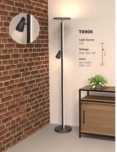 Lampe de sol minimaliste en métal, abat-jour cylindrique noir, lumière LED blanc chaud, Lumetal Vietnam - Product Image 2