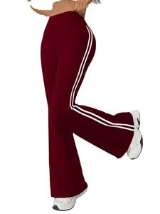 2026 Fashion Striped High Waist Elastic Waist Yoga <b>Flare</b> Pants Custom Logo Butt Lifting Sweat-Wicking Gym Running <b>Leggings</b> for - Product Image 3