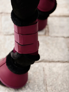 Protège-tendons de cheval en caoutchouc éponge bordeaux, respirants, pour l'extérieur, couleur unie, équipement de protection et de soutien des jambes - Product Image 2