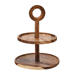 Vintage 2 Tier Sheesham Wood Cake Stand Handmade Solid Wooden Serving <b>Tray</b> Dessert & Fruit Display For Wedding And Party Event - Product Image 1
