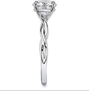 Anillo de Moissanita con Corte Redondo, Plata de Ley 925, Chapado en Oro Blanco, Anillo de Compromiso, Boda, Promesa, Clásico y de Lujo - Product Image 2