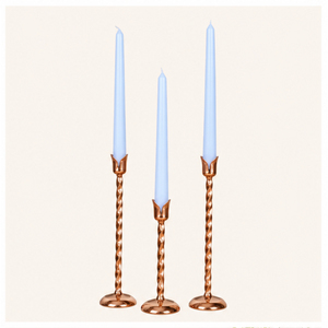 Ensemble de porte-bougies coniques en métal or rose, élégants supports de bougies en spirale pour centre de table de mariage, décoration moderne pour la maison - Product Image 1