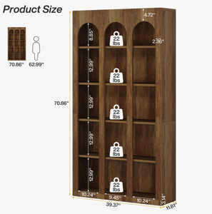 Librería Moderna de Madera Marrón, Estantería Alta Estilo Rústico con Múltiples Estantes Abiertos para Oficina en Casa, Sala de Estar - Product Image 4