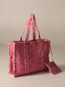 Wholesale Assorted Mix Prints Cotton Quilted Tote Bag with Pouch Handmade Indian Block Print <b>Handbag</b> - Product Image 1