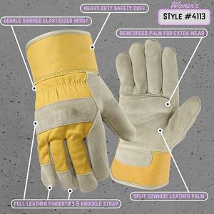 Cuero de piel de vaca dividido guantes de trabajo de los hombres de estilo personalizado guantes de seguridad de cuero - Product Image 2