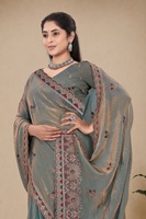 Saree Satin Fandy Desainer India untuk Wanita, Desain Patola yang Indah, Gaya Tradisional untuk Pesta Pernikahan dan Diwali