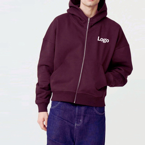 Sudadera con Capucha de Forro Polar 100% Algodón de Alto Gramaje 350g, Transpirable, con Cremallera Completa, Manga Larga, Hombro Caído, Ajuste Regular, para Hombre, Invierno - Product Image 6