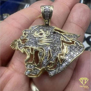 Collar con Colgante de Cara de Tigre con Piedras de Moissanita - Chapado en Oro Rosa sobre Plata 925, Estilo Hiphop, Unisex, Regalo - Product Image 6