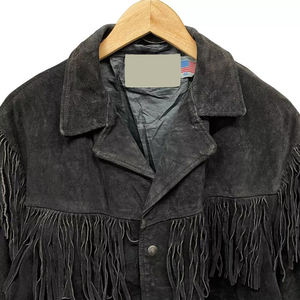 Veste en daim à franges, mode hiver, vente en gros, entièrement personnalisable, style western cowboy, en cuir véritable - Product Image 2