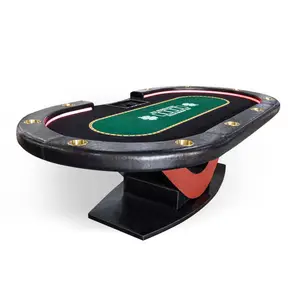 Texas Luxury Customized Solid Wood Texas Poker Table With Colorful LED Lights Suitable For Clubs Casinos Home Use