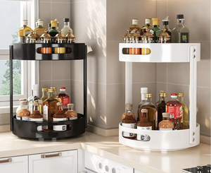 360 Degree Rotating Two Tier Countertop Organizer Heavy Duty Kitchen Storage <b>Rack</b> Space Saving Lazy Susan Shelf Stand - Product Image 3