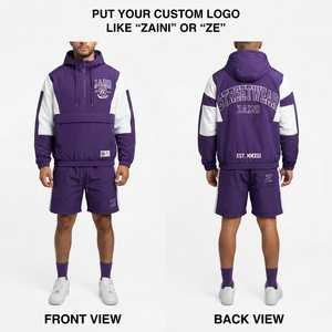 Ensemble court coupe-vent décontracté Zaini Enterprises Premium 300g en polyester/nylon tricoté pour homme, veste à capuche et short à séchage rapide pour l'automne - Product Image 1