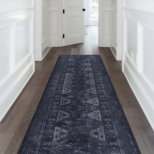 Tapis de couloir lavable MAVAL noir et gris 2,6 x 10, noir+gris 2,6 x 10 - Product Image 1