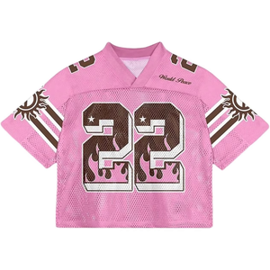 Brandame American Football Jersey Women's V-Neck <b>Mesh</b> Short Sleeve Custom Printed Sportswear Breathable All Seasons - Product Image 1