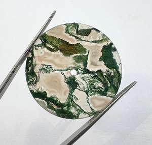 Esfera de reloj de ágata musgosa única, disco plano redondo de piedra preciosa natural para accesorios de relojería - Product Image 3