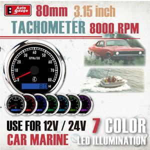 Tacómetro Eléctrico de 80 mm y 7 Colores, Medidor de RPM de 8000 RPM, Horómetro, 12V 24V, IP67, Impermeable, para Automóviles y Embarcaciones - Product Image 2