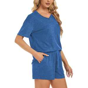 Ensemble d'été léger pour femme en jersey extensible doux à manches courtes, coupe classique, tissu confortable pour le quotidien - Product Image 2