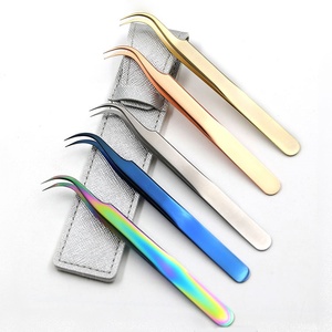 Ensemble de pinces à cils en acier inoxydable RMI, 5 couleurs, outils de précision pour extensions de cils, pointe lisse pour l'application sur les sourcils - Product Image 4