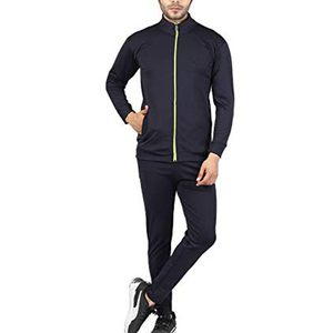Survêtement pour homme noir à manches longues, couleur unie, col montant, vêtement décontracté, respirant, polyester, coupe classique, automne - Product Image 3