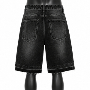 Custom Men's Solid <b>Black</b> Rhinestone Casual Denim Baggy Streetwear <b>Jeans</b> OEM ODM Wholesale Fashion <b>Shorts</b> High Quality Windproof - Product Image 5