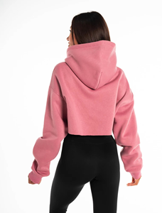 Top Corto con Capucha para Mujer, Transpirable, Tejido, Venta al Por Mayor OEM, Ropa Casual, Tallas Grandes, 100% Algodón, Color Liso - Product Image 3