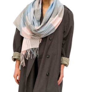 Pink Blue Oversized Scarf Soft Warm Winter Shawl Plaid Pattern Large <b>Wrap</b> Fashion Accessory Women Casual Outdoor Neck Cover - Product Image 6