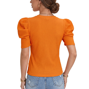 Nuevo Diseño 2026: Top Corto para Mujer, Casual y Elegante, Personalizable con Marca Minimalista, Camiseta de Mujer con Estampado DTG y Manga Abullonada - Product Image 2