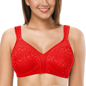 Women's Plus Size White V-Neck Backless Seamless Bra with Straps High Support Breathable Front Logo Design - Product Image 4