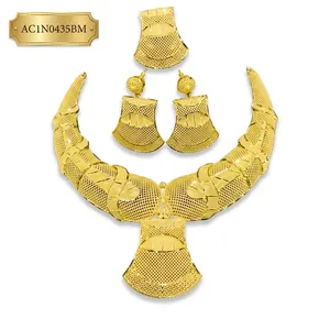 New Designer African Nigerian <b>Statement</b> <b>Necklace</b> Set Gold Plated Geometric Jewelry Fashion - Product Image 2