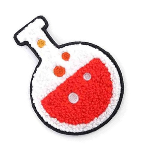 Parche Termoadhesivo de Chenilla con Bordado de Diseño de Frasco Científico y Líquido Rojo, Aplique de Tela de Forma Irregular para Regalos - Product Image 2