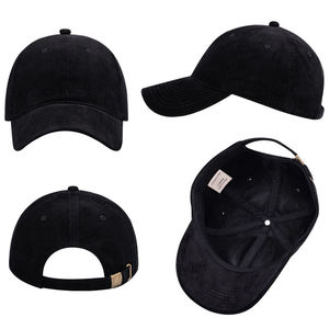 Gorra de béisbol de pana de 6 paneles personalizada OEM, estilo deportivo, ajustable, con logo bordado de hoja y letras, visera curva lisa, tipo trucker - Product Image 1