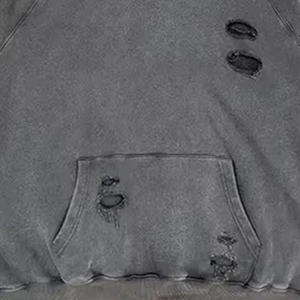 Sweat à capuche surdimensionné personnalisé Ibex pour homme, gris uni, effet vieilli, en molleton bouclette, avec poches, style automne - Product Image 3