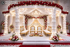 Mandapam Redondo de Madera para Bodas Indias Gujarati, Compra los Últimos Pilares Dorados de Ganesha, Mandapam para Bodas Reales, Juego de Mandapam para Bodas en el Reino Unido - Product Image 2