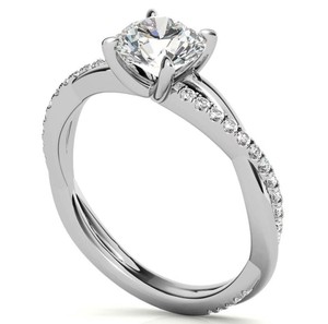 Anillo de Compromiso de Moissanita con Corte Redondo, Chapado en Rodio, Plata de Ley, Anillo de Promesa Clásico para Mujer, Aniversario, Lujo - Product Image 2