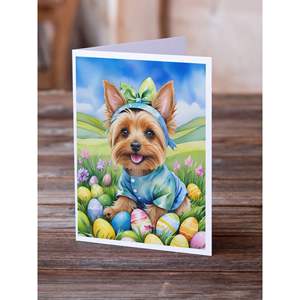 Whimsical A7 Size 5x7 Silky Terrier <b>Easter</b> Egg Hunt Blank Note <b>Cards</b> <b>Pack</b> of 8 with Envelopes Greeting <b>Cards</b> - Product Image 2