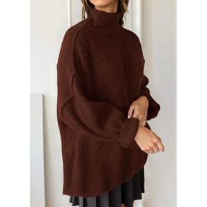 Pull en tricot épais surdimensionné pour femmes personnalisé 2025, manches longues, col montant, style ouvert, XS, vêtements d'automne et d'hiver - Product Image 3