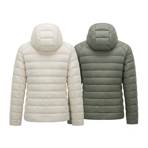 Doudoune légère à capuche pour homme et femme, fermeture éclair, couleur unie, vêtement d'extérieur unisexe pour l'hiver - Product Image 2