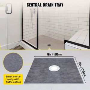Kit per Doccia Impermeabile 48x48 Pollici con Flangia Centrale in ABS da 4 Pollici e Griglia in Acciaio Inox da 4 Pollici con 2 Tagli per Membrana Impermeabile - Product Image 2