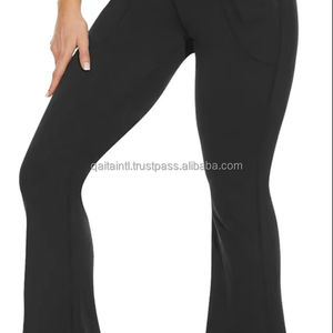 Manufacturer Customized Women's Seamless Knitted Mid Waist High Street Style Two-Piece Yoga Jacket and Flare <b>Leggings</b> - Product Image 6