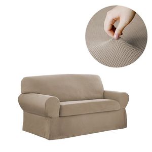 2-Piece Stretch Loveseat Slipcover <b>for</b> Living Room Sand Beige High Quality Plain <b>Sofa</b> <b>Cover</b> - Product Image 2