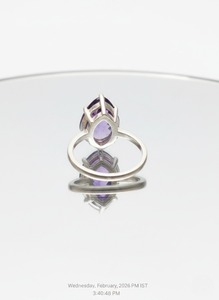 แหวนค็อกเทลวินเทจเงินแท้ 925 ประดับพลอยอเมทิสต์ธรรมชาติสำหรับผู้หญิง เดือนกุมภาพันธ์ พร้อมใบรับรอง เหมาะสำหรับเป็นแหวนหมั้น - Product Image 4