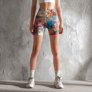Short de course pour femme à séchage rapide, haute élasticité, compression, durable, multicolore, polyvalent, sublimation - Product Image 6