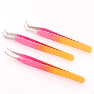 Ensemble de pinces à épiler en acier japonais avec pointes argentées Extension de cils longs naturels Pince à épiler à poignée unie pour professionnel et débutant - Product Image 3