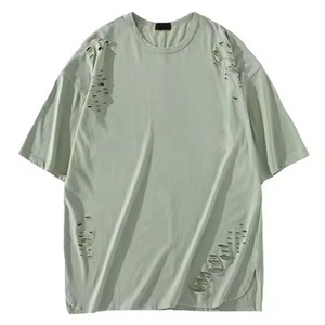 T-shirt surdimensionné à col rond en toile de haute qualité, coupe classique, broderie personnalisée, pour homme - Product Image 1