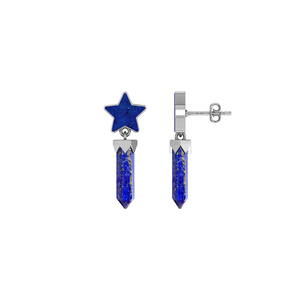 Pendientes Colgantes de Plata de Ley 925 de Alta Calidad con Lapislázuli en Forma de Estrella, Engaste de Bisel, Regalo para Bodas y Fiestas - Product Image 1