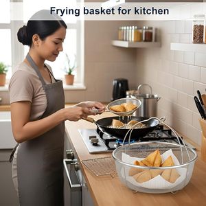 Cesta de vapor de acero inoxidable con asa, colador de malla para ollas y sartenes, para cocinar al vapor y hervir - Product Image 5