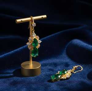 Boucles d'oreilles pendantes en onyx vert de 5 pouces avec zircone cubique, en argent sterling 925 plaqué or 18 carats, bijoux festifs et d'occasion, vente en gros - Product Image 1