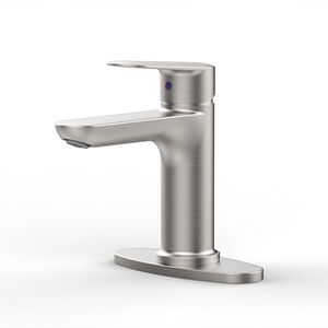 Rubinetto da Bagno Monocomando in Nichel Spazzolato Stile Antico per 1 o 3 Fori con Base e Due Tubi da 9/16'' per Lavanderia e Lavabo - Product Image 1