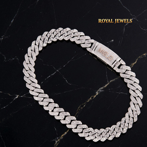 <b>Iced</b> <b>Out</b> Cuban Link Necklace Moissanite <b>Chain</b> Silver Statement Jewelry for Men and Women - Product Image 4